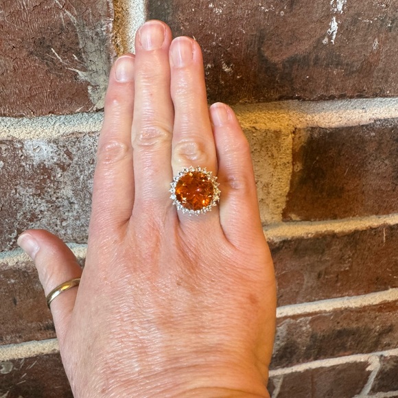 Stunning Sterling Silver Padparadscha Sapphire Ring Size 7.25 - Picture 2 of 16